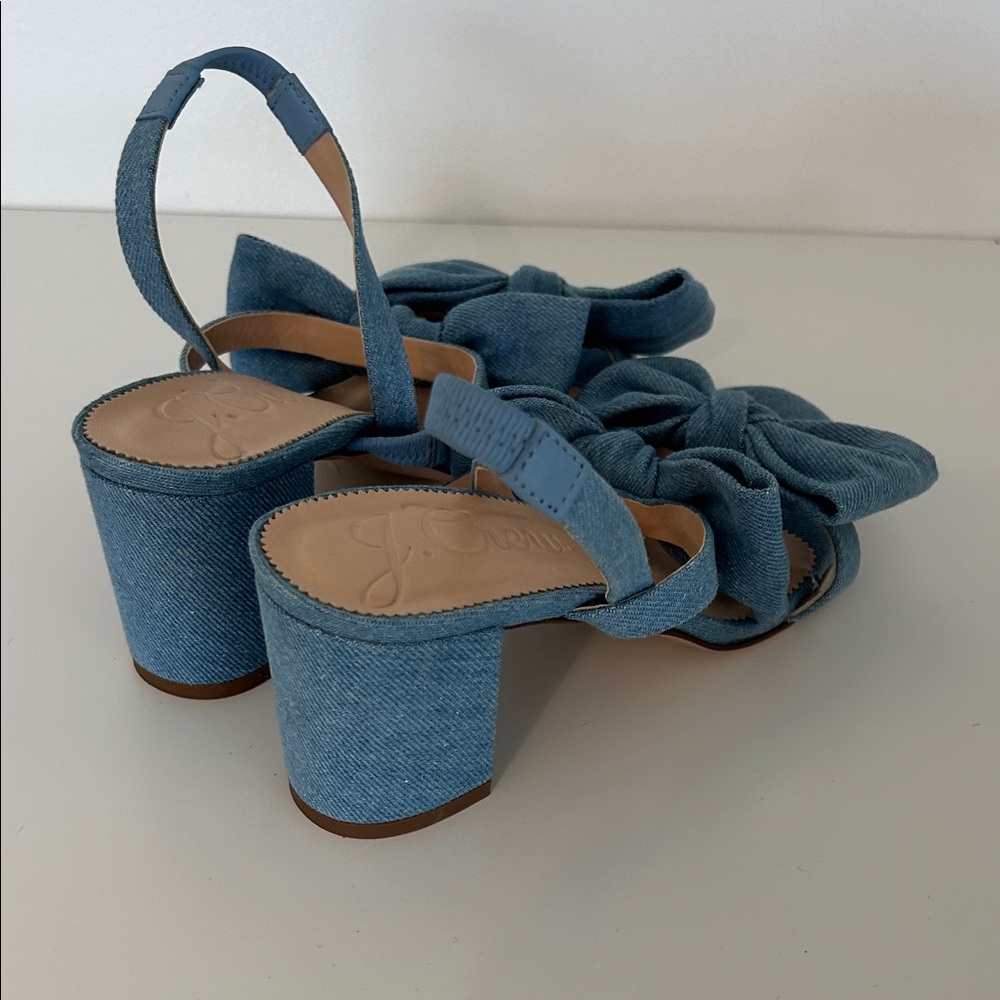 J. Crew Blue Denim Bow Heels - Picture 3 of 4